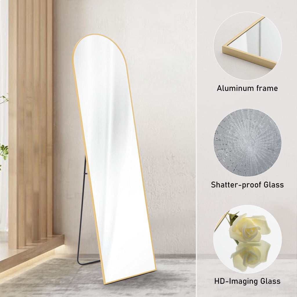 Concetta Arched Full Length Floor Mirror 59x16 Inch Gold
