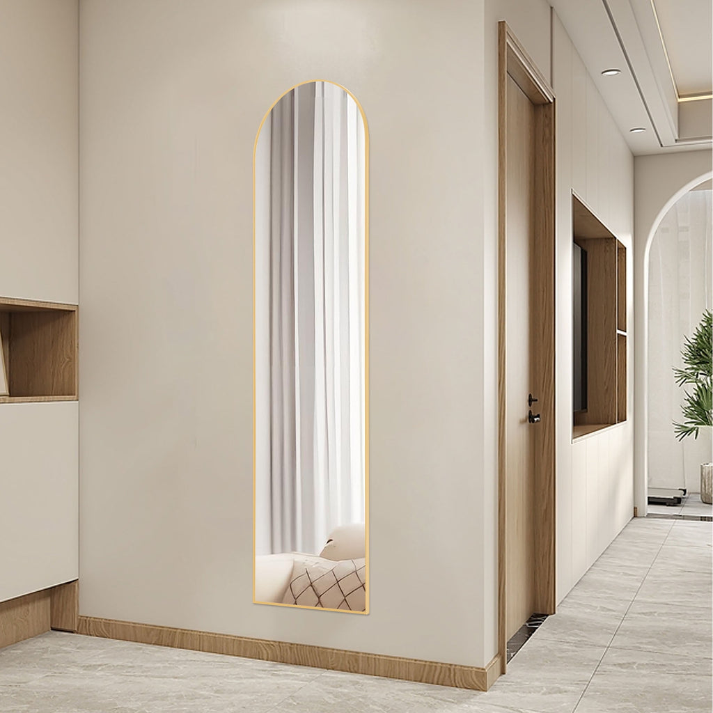 Concetta Arched Full Length Floor Mirror 59x16 Inch Gold