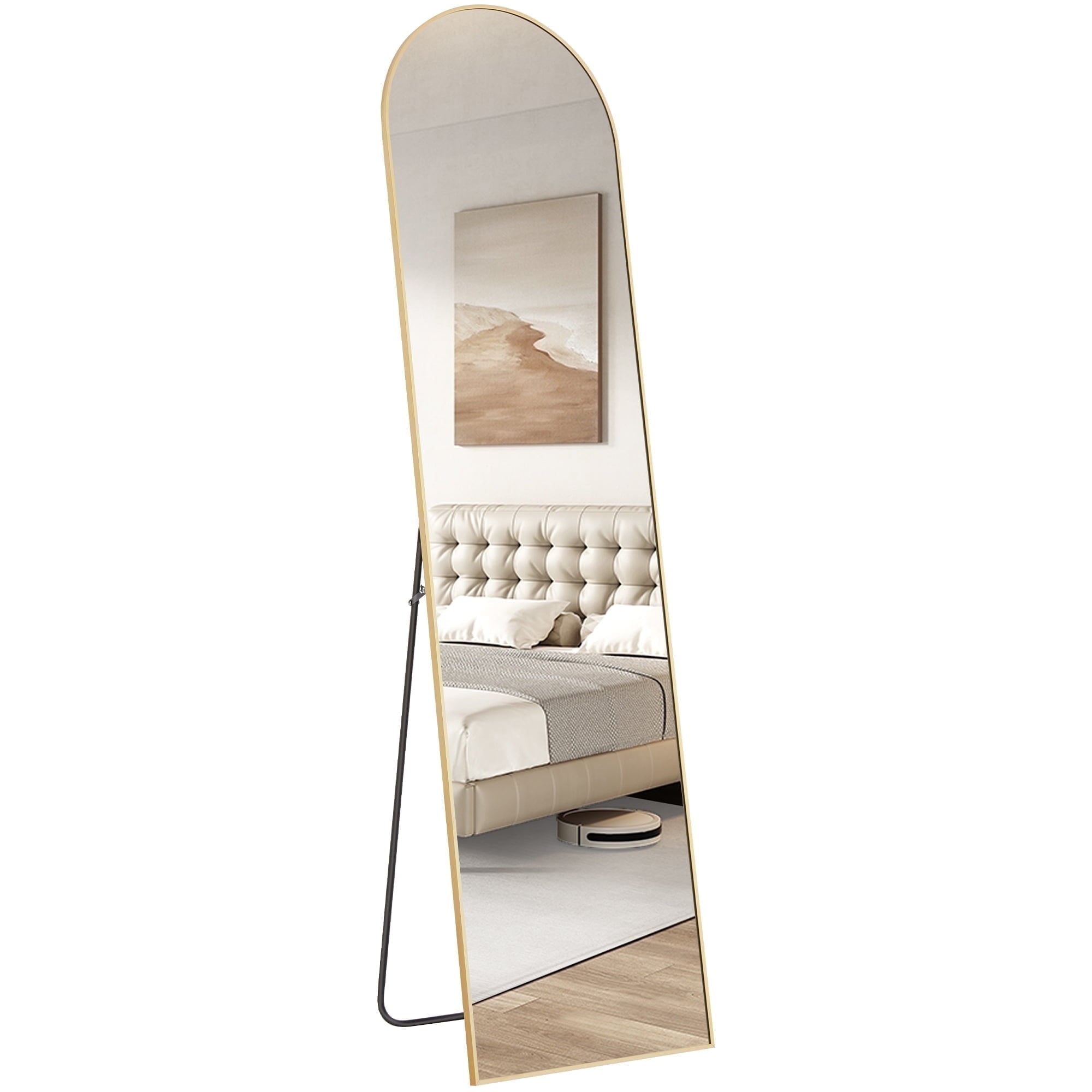Concetta Arched Full Length Floor Mirror 59x16 Inch Gold