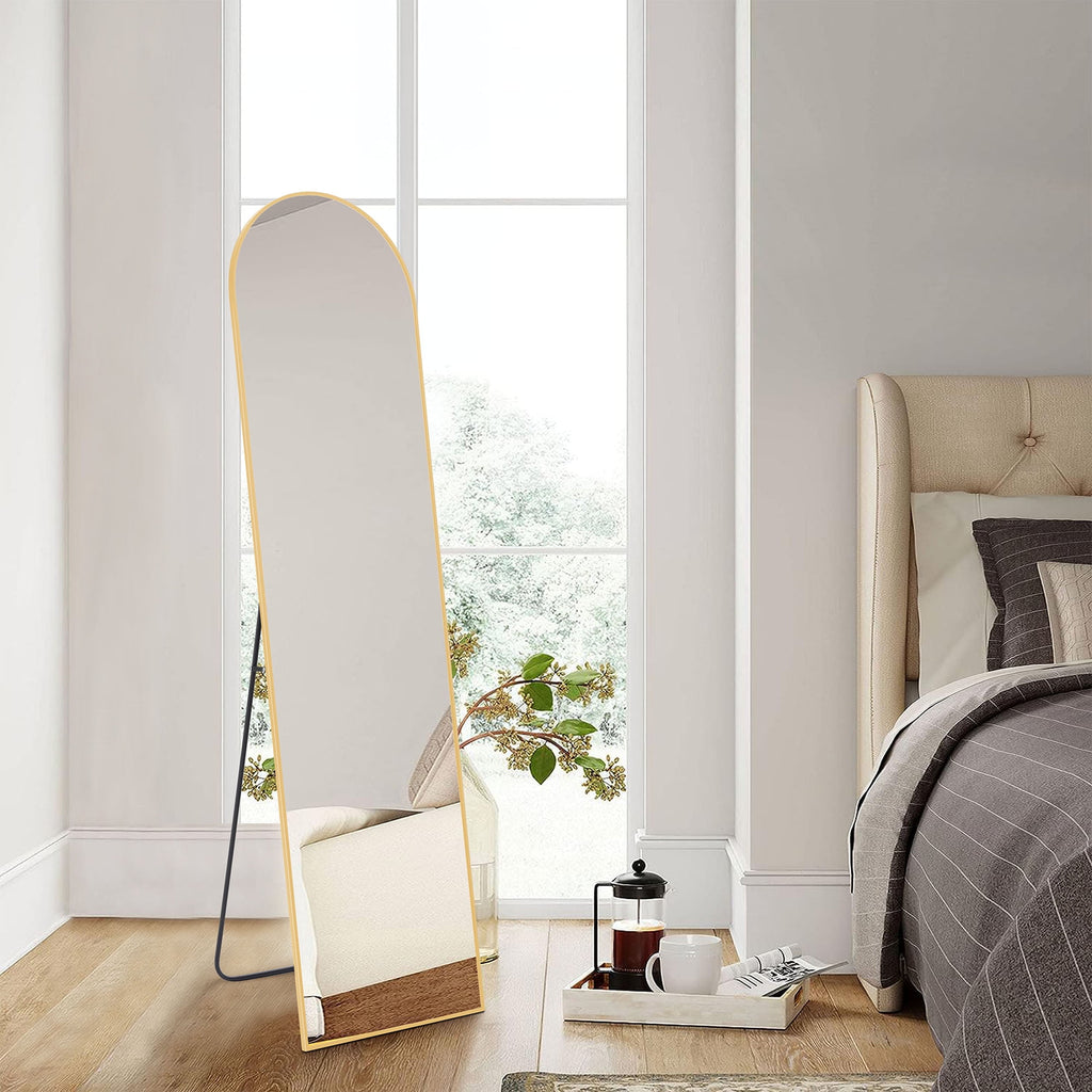 Concetta Arched Full Length Floor Mirror 59x16 Inch Gold
