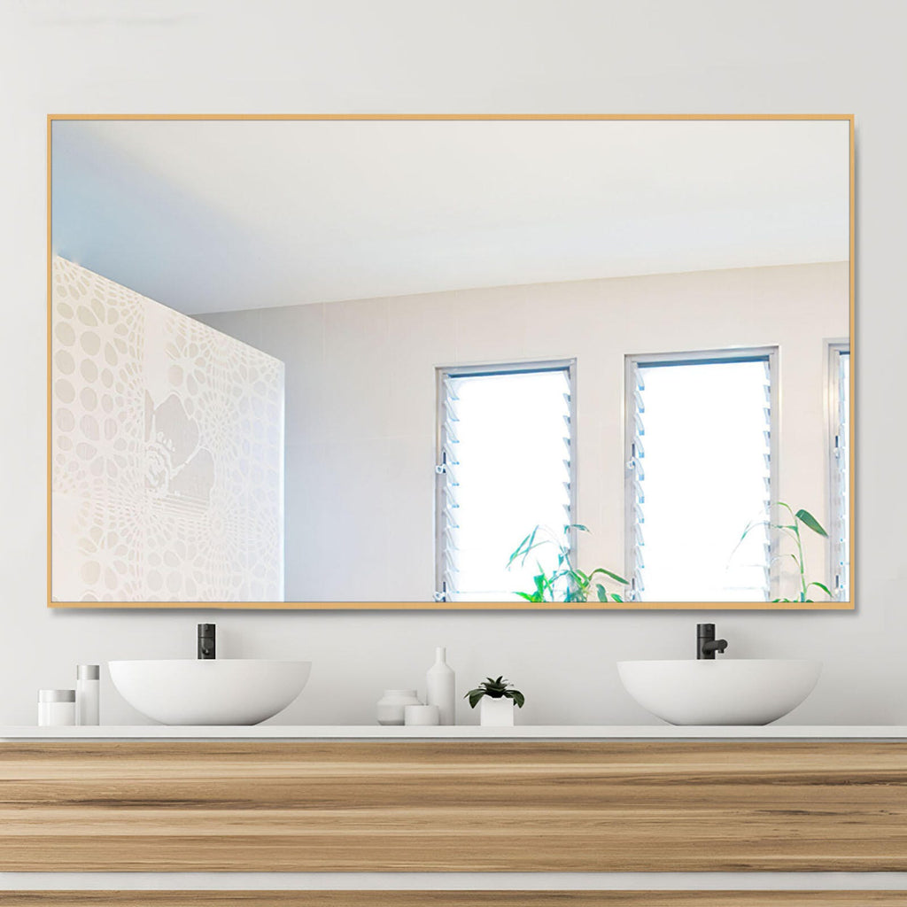 LuminareView Rectangular Framed Bathroom Wall Mirror Gold