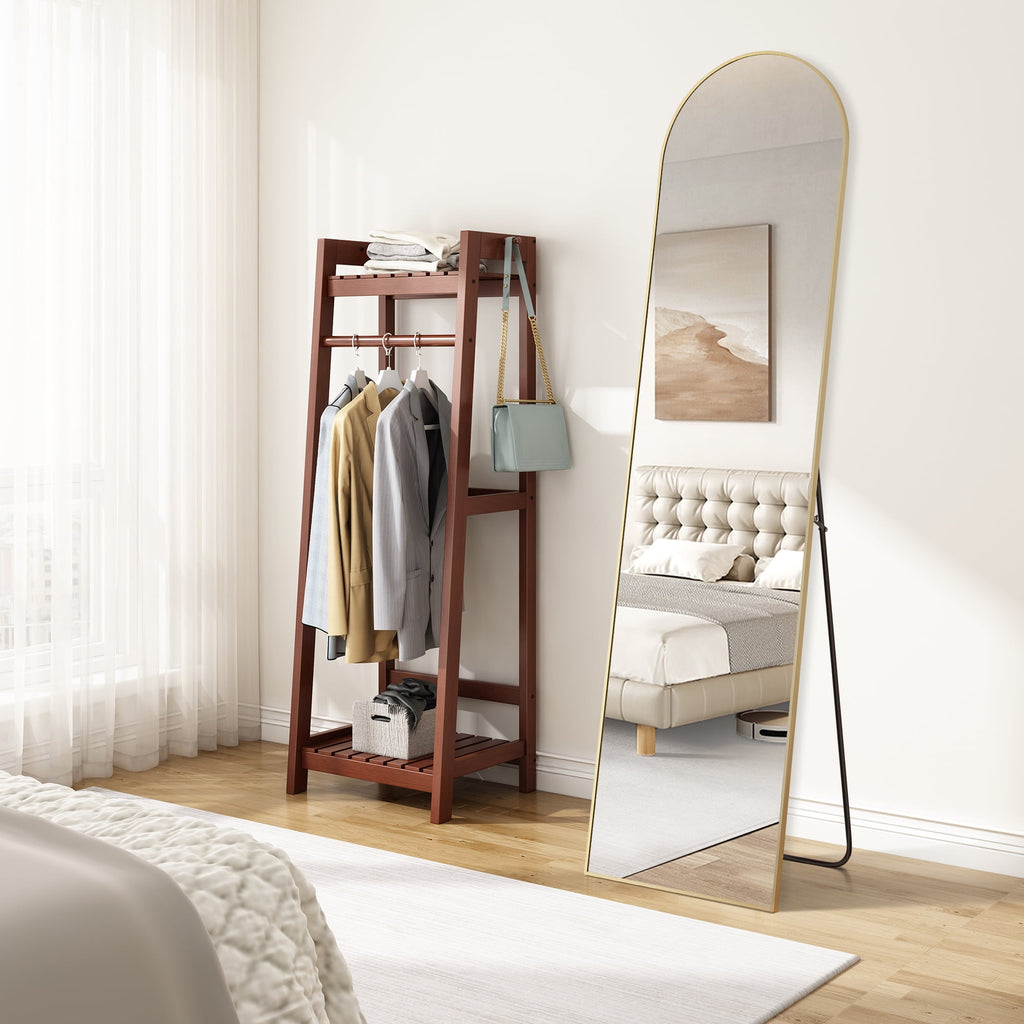 Concetta Arched Full Length Floor Mirror 59x16 Inch Gold